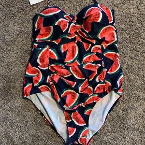 One Piece Watermelon Halter Swimsuit (plus)